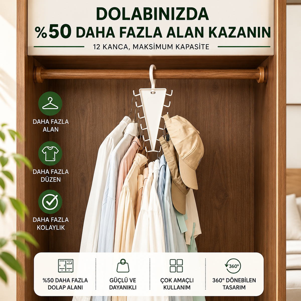 PratikAskı™ 360° Döner Çift Taraflı Organizer